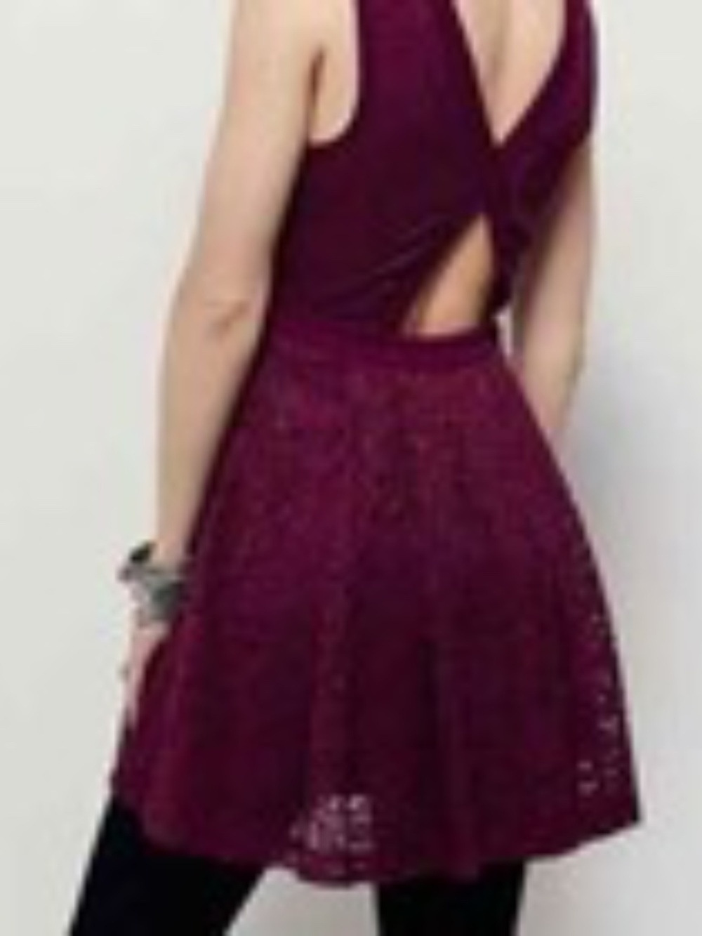 Free People Lovely In Lace Burgundy Cut Out Mini Dress Size Medium NWOT - Picture 2 of 7